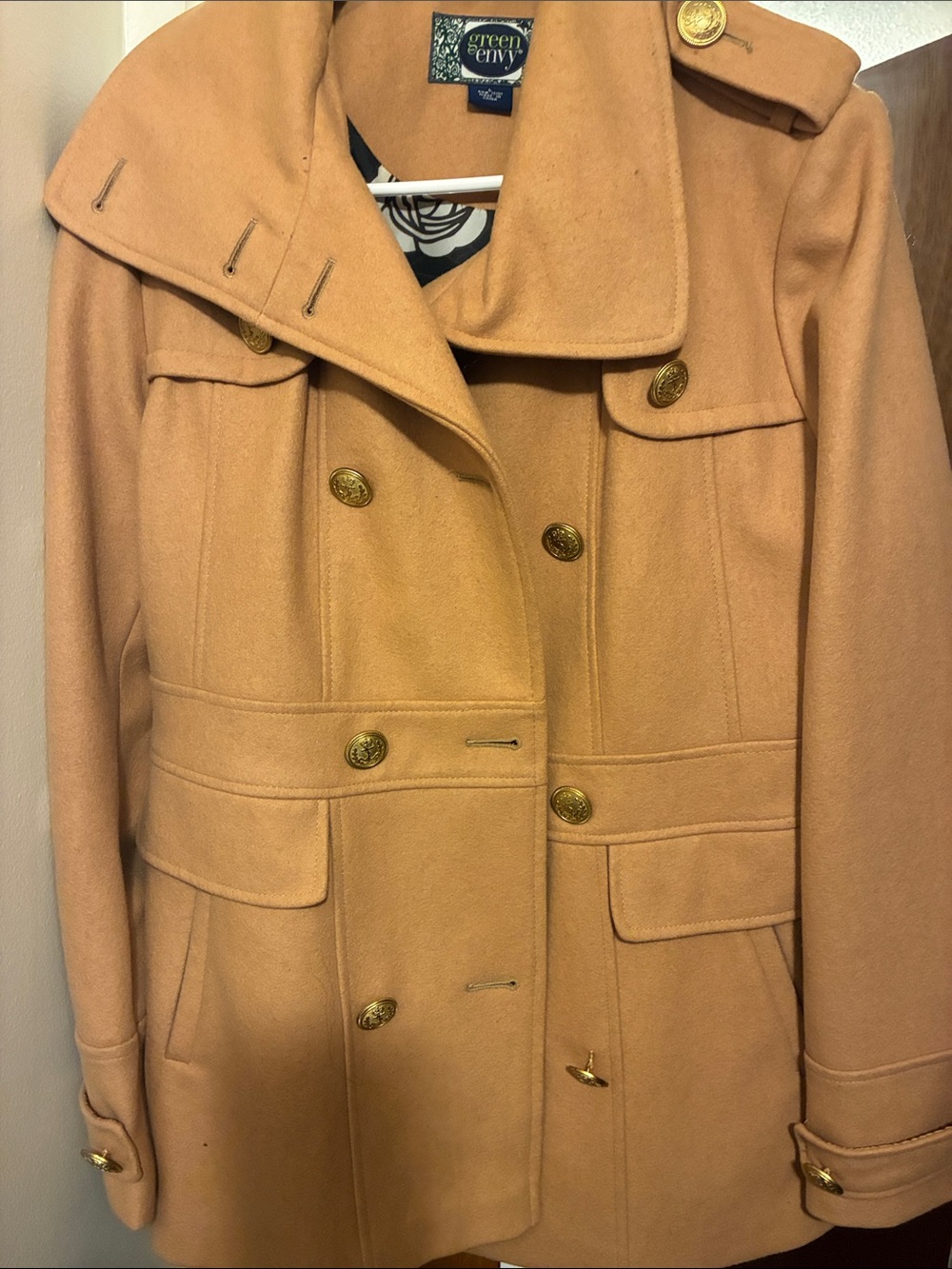 Women Camel Color part wool pea coat
